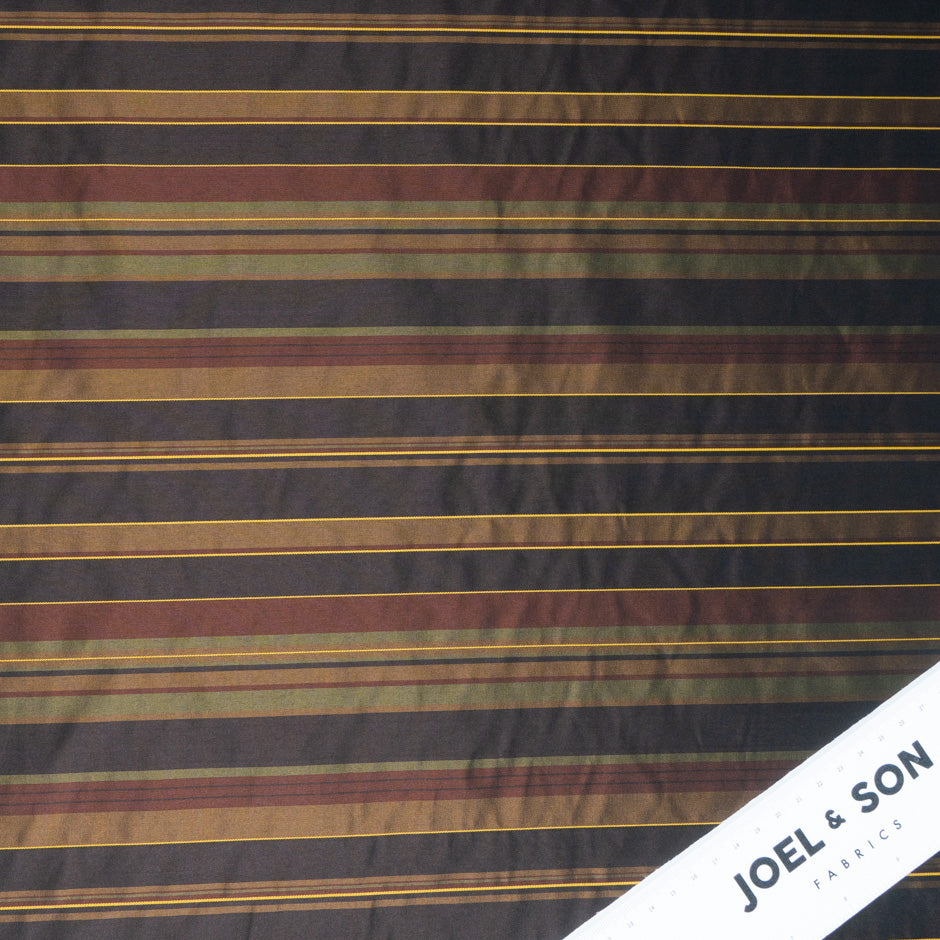 Brown & Yellow Striped Microfibre Taffeta