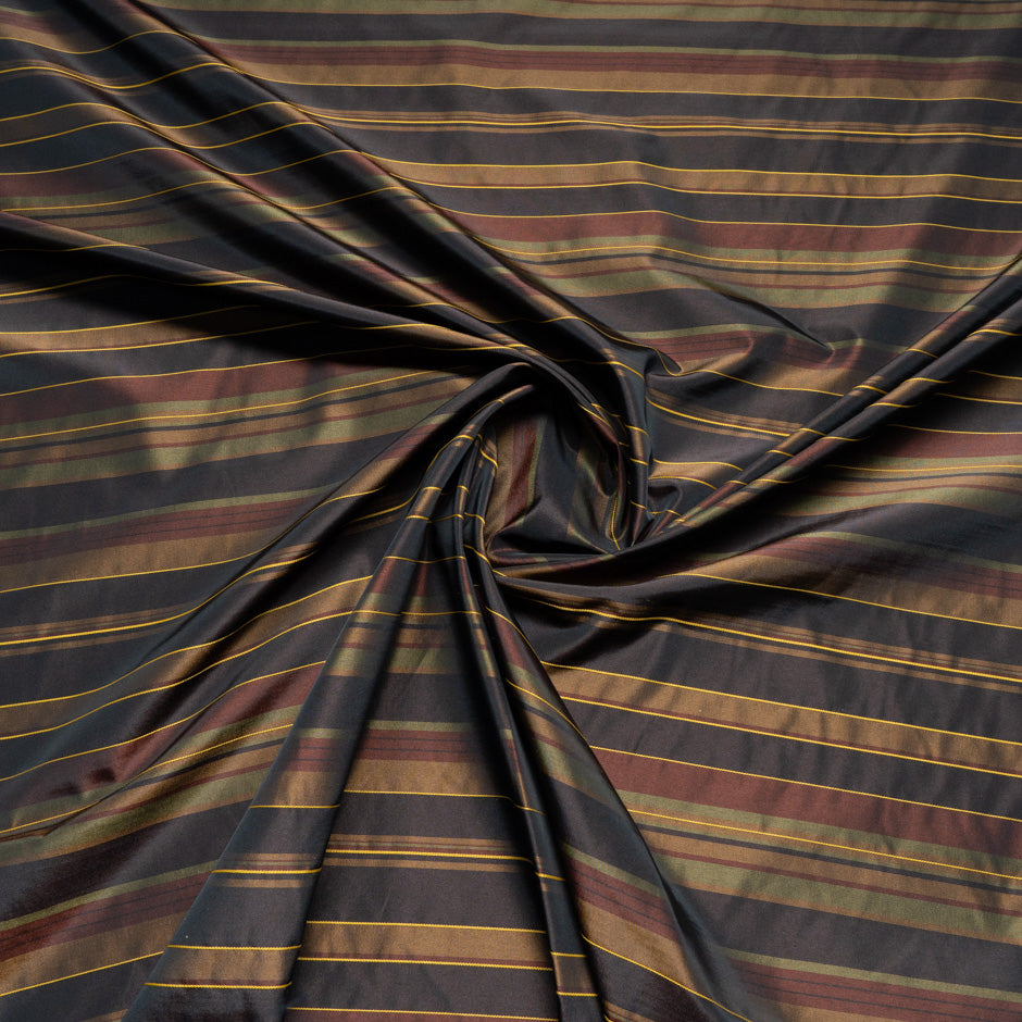 Brown & Yellow Striped Microfibre Taffeta