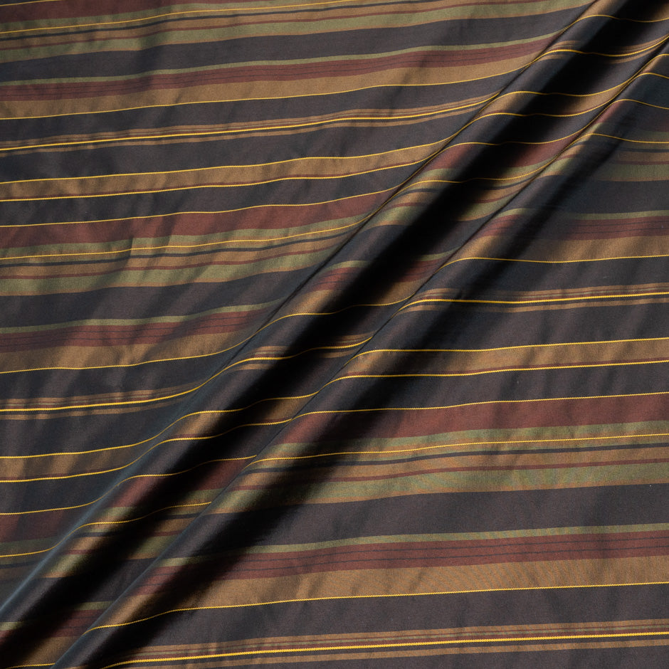 Brown & Yellow Striped Microfibre Taffeta