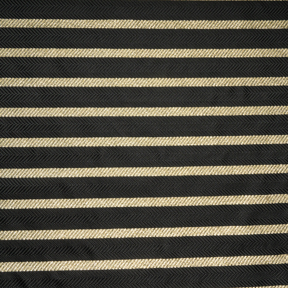 Black & Gold Metallic Herringbone Brocade