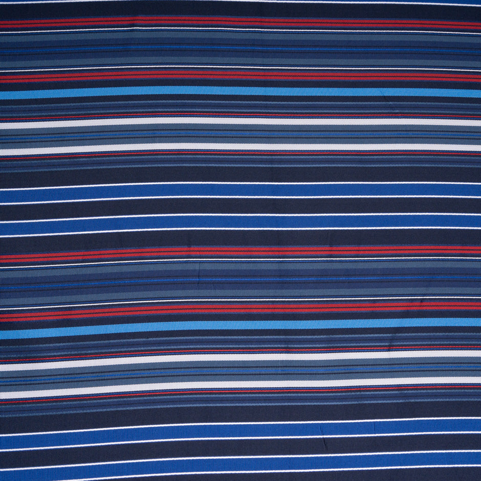 Blue & Red Striped Pure Silk Faille