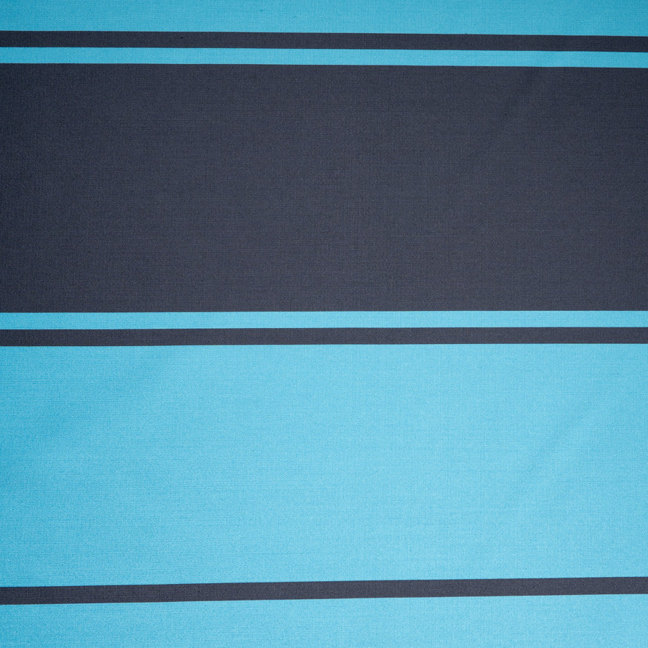 Turquoise & Blue Striped Silk Blend Shantung