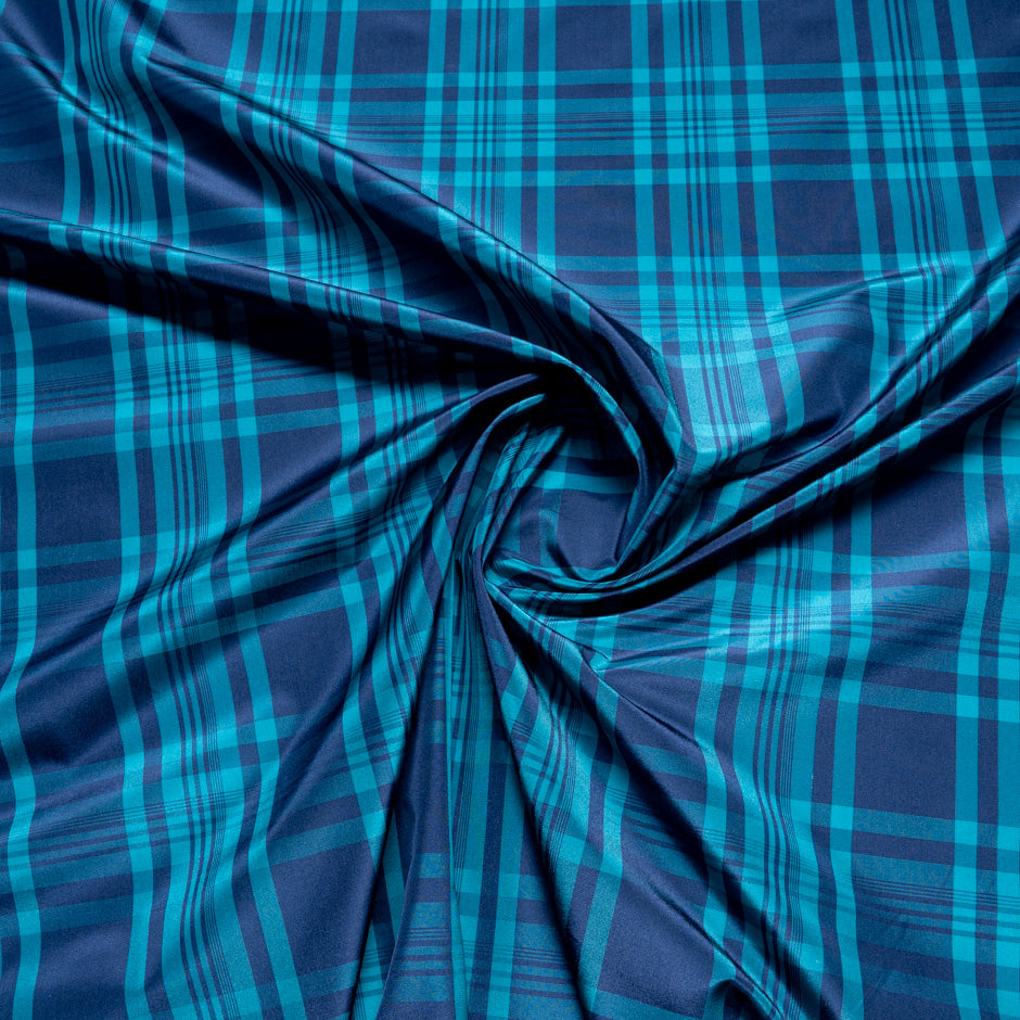 Sea Green & Blue Tartan Checkered Silk Blend