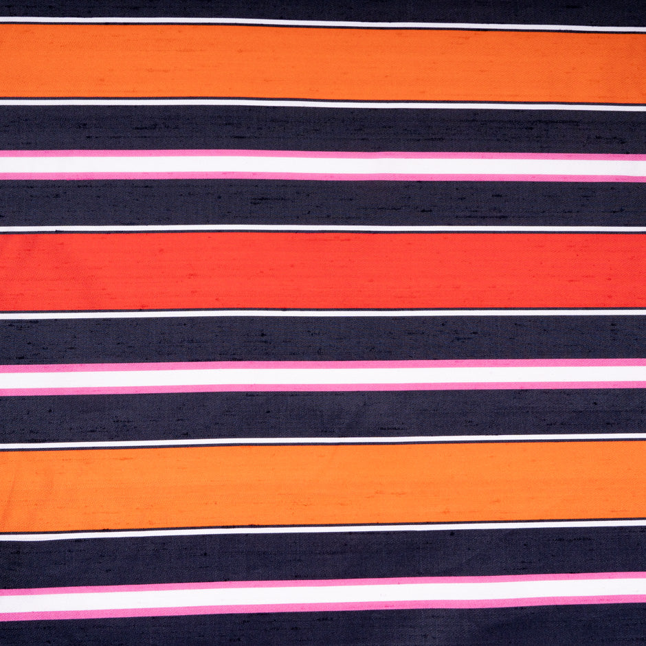 Multi-Coloured Striped Silk Blend Shantung