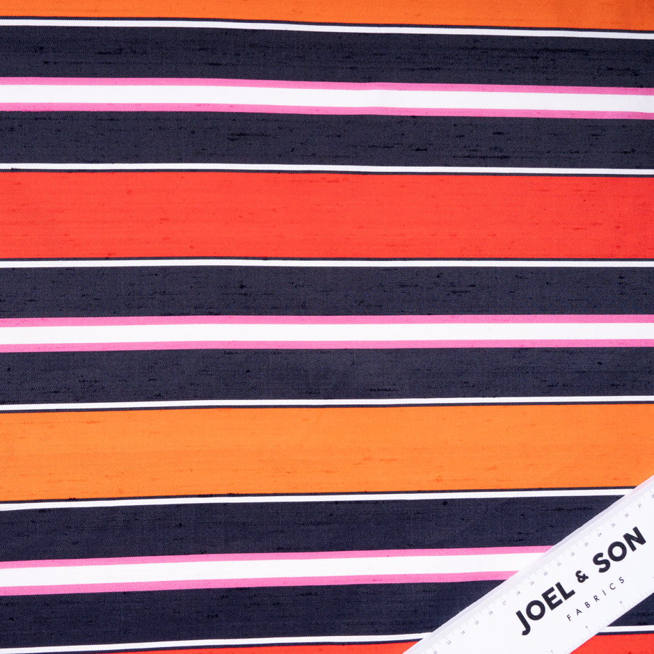 Multi-Coloured Striped Silk Blend Shantung