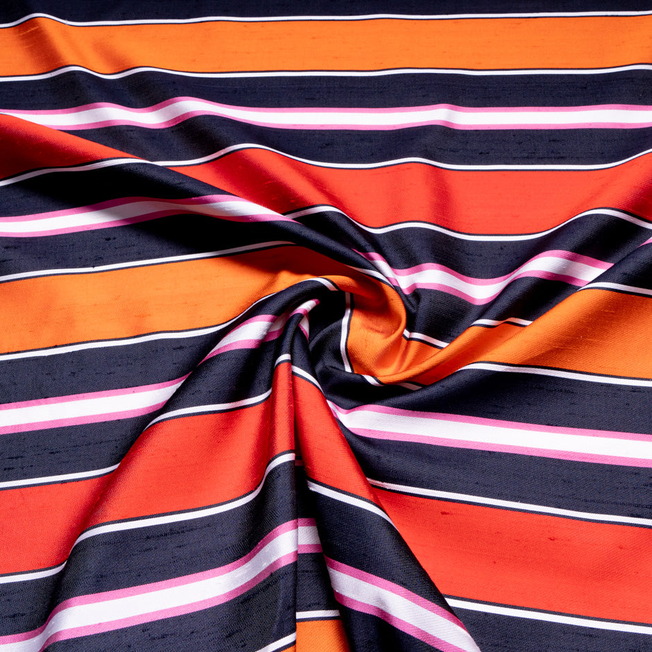 Multi-Coloured Striped Silk Blend Shantung
