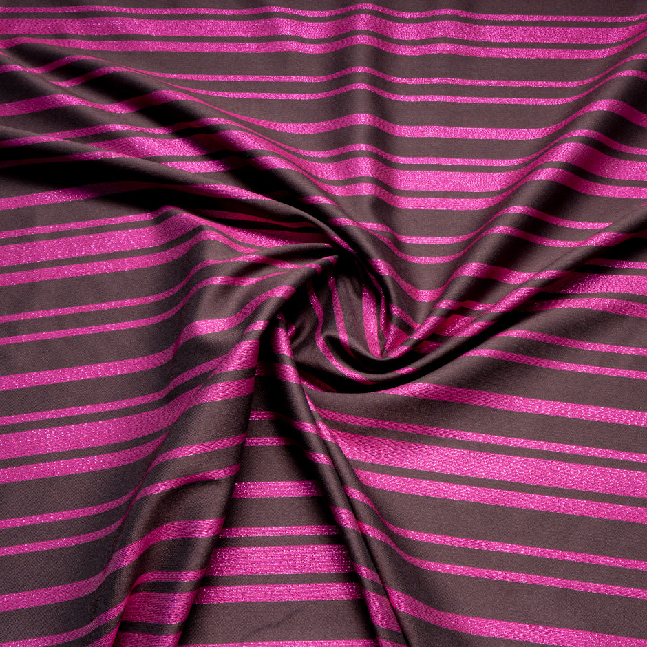 Metallic Pink & Brown Striped Microfibre