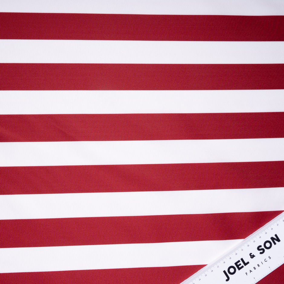 White & Red Striped Pure Silk Faille