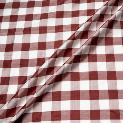 Red & White Checkered Silk Shantung