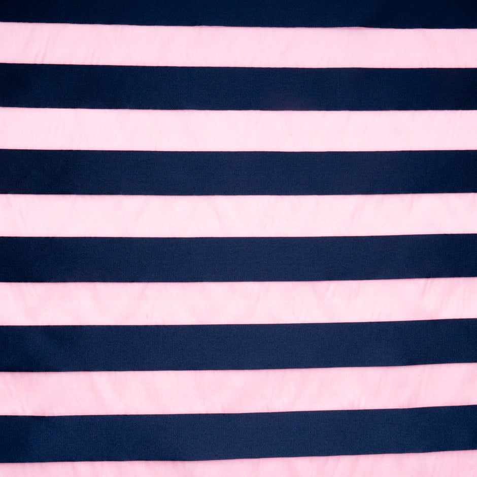 Candy Pink & Navy Blue Striped Silk Organza