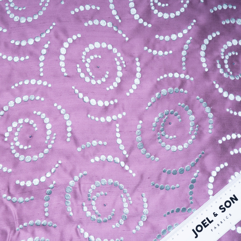 Soft Blue Embroidered Pink Silk Shantung