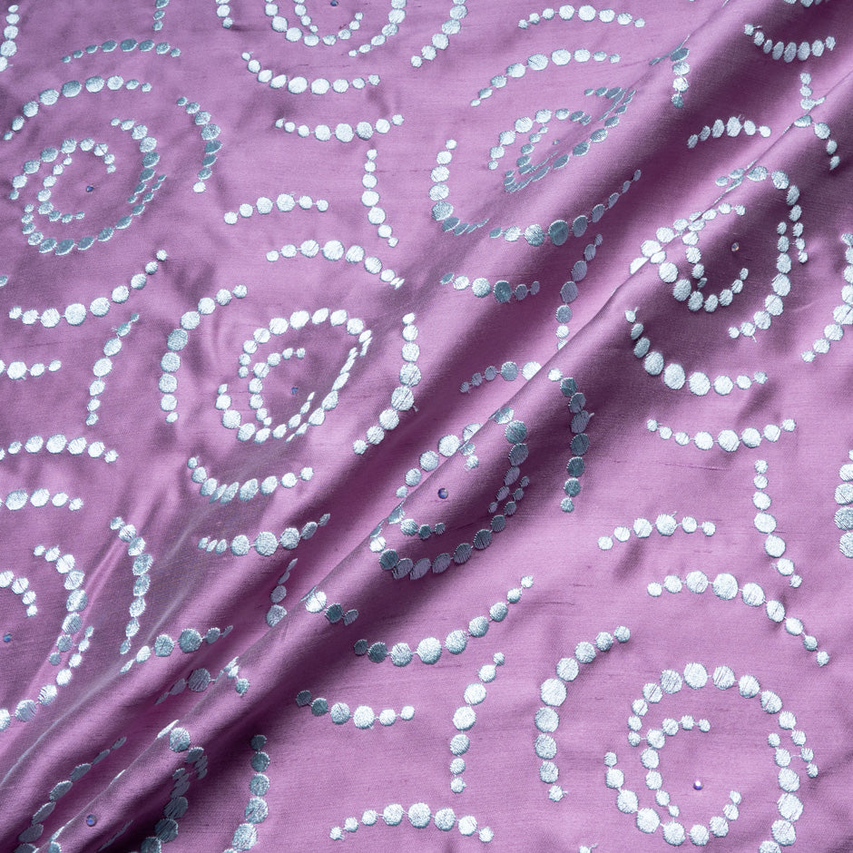 Soft Blue Embroidered Pink Silk Shantung