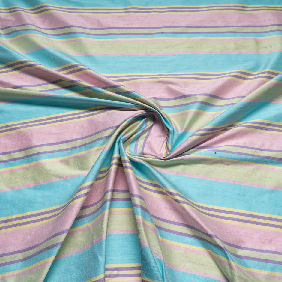 Pastel Coloured Striped Silk Dupion