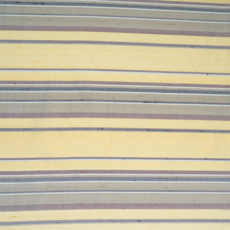 Yellow & Taupe Striped Silk Dupion