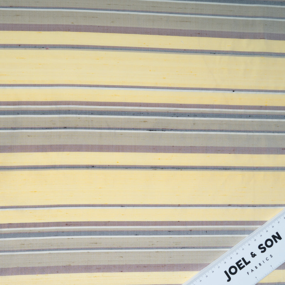 Yellow & Taupe Striped Silk Dupion