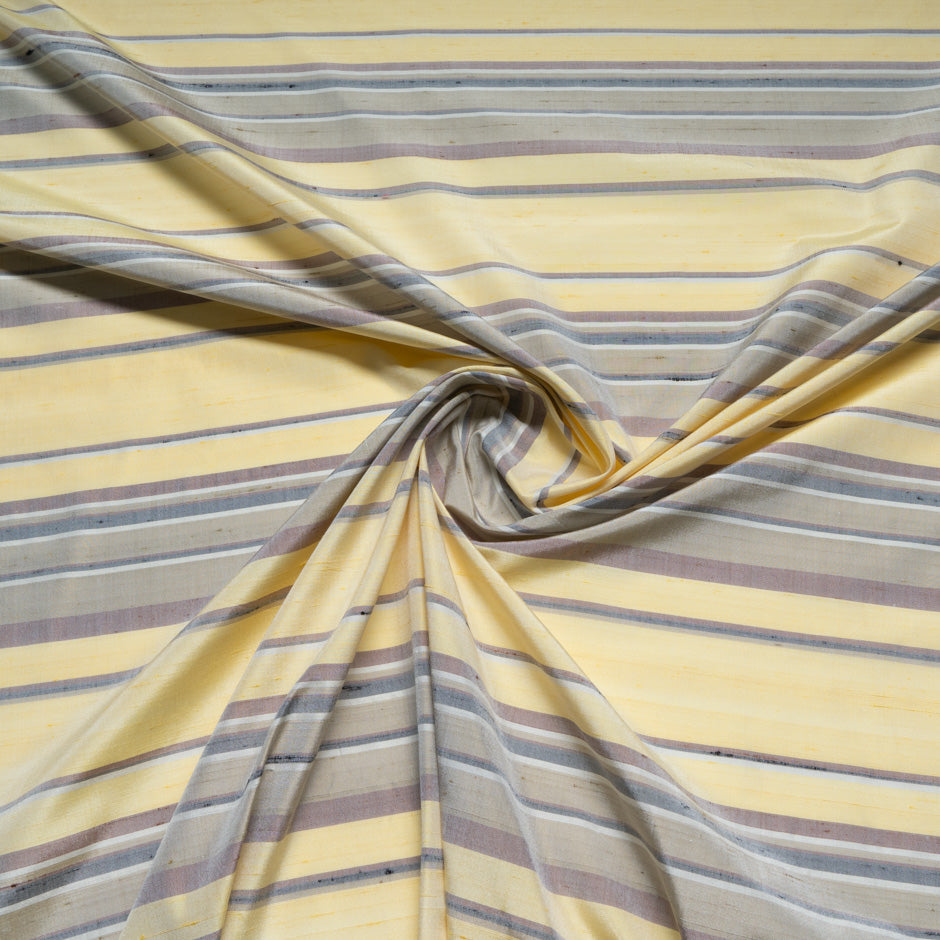 Yellow & Taupe Striped Silk Dupion