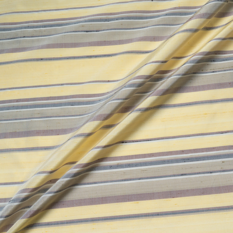 Yellow & Taupe Striped Silk Dupion