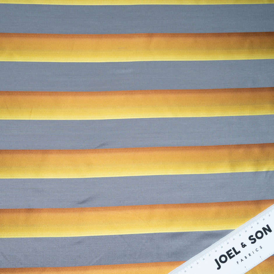 Canary Yellow & Grey Striped Silk Duchess
