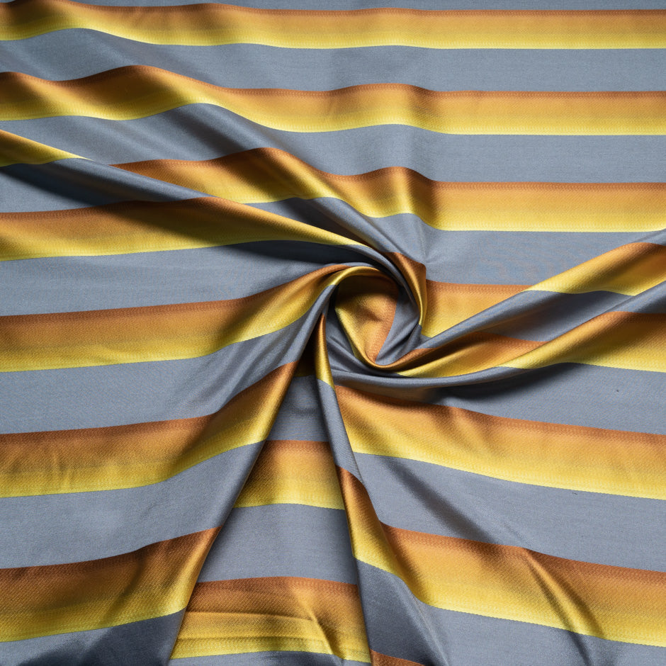 Canary Yellow & Grey Striped Silk Duchess