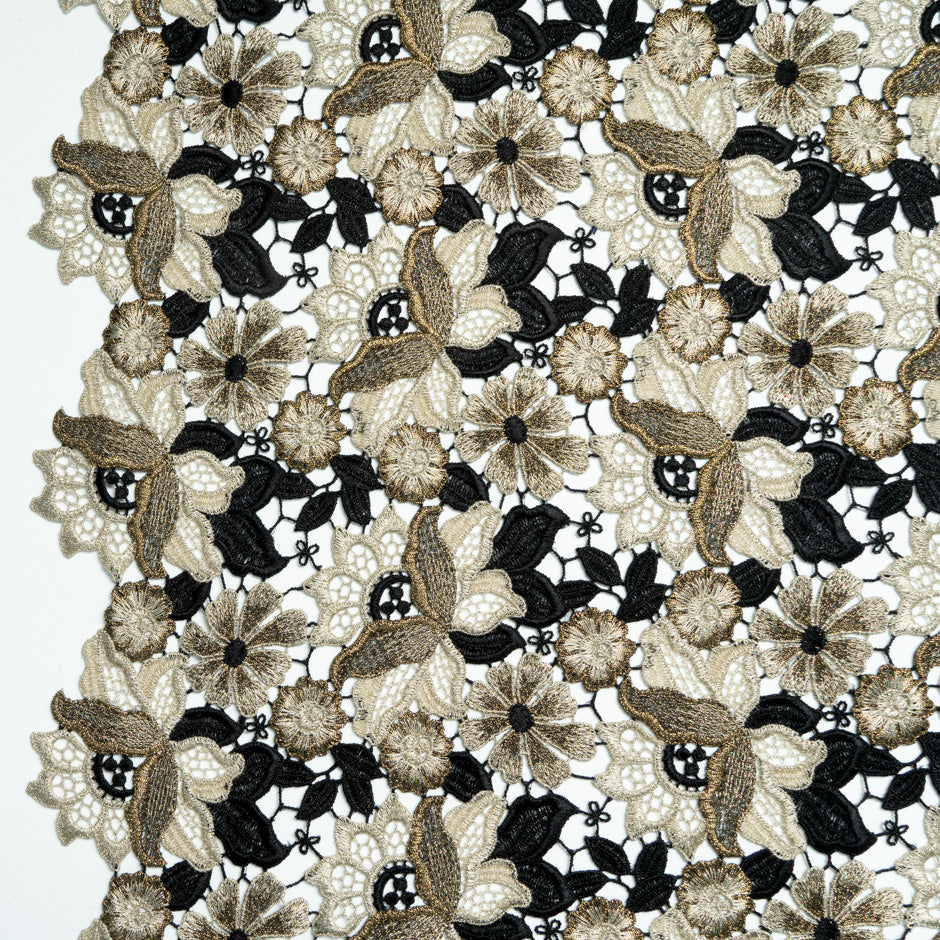 Gold & Black Floral Guipure Lace