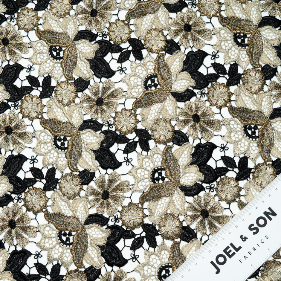 Gold & Black Floral Guipure Lace