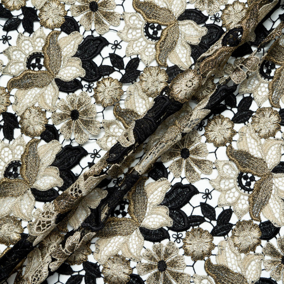 Gold & Black Floral Guipure Lace