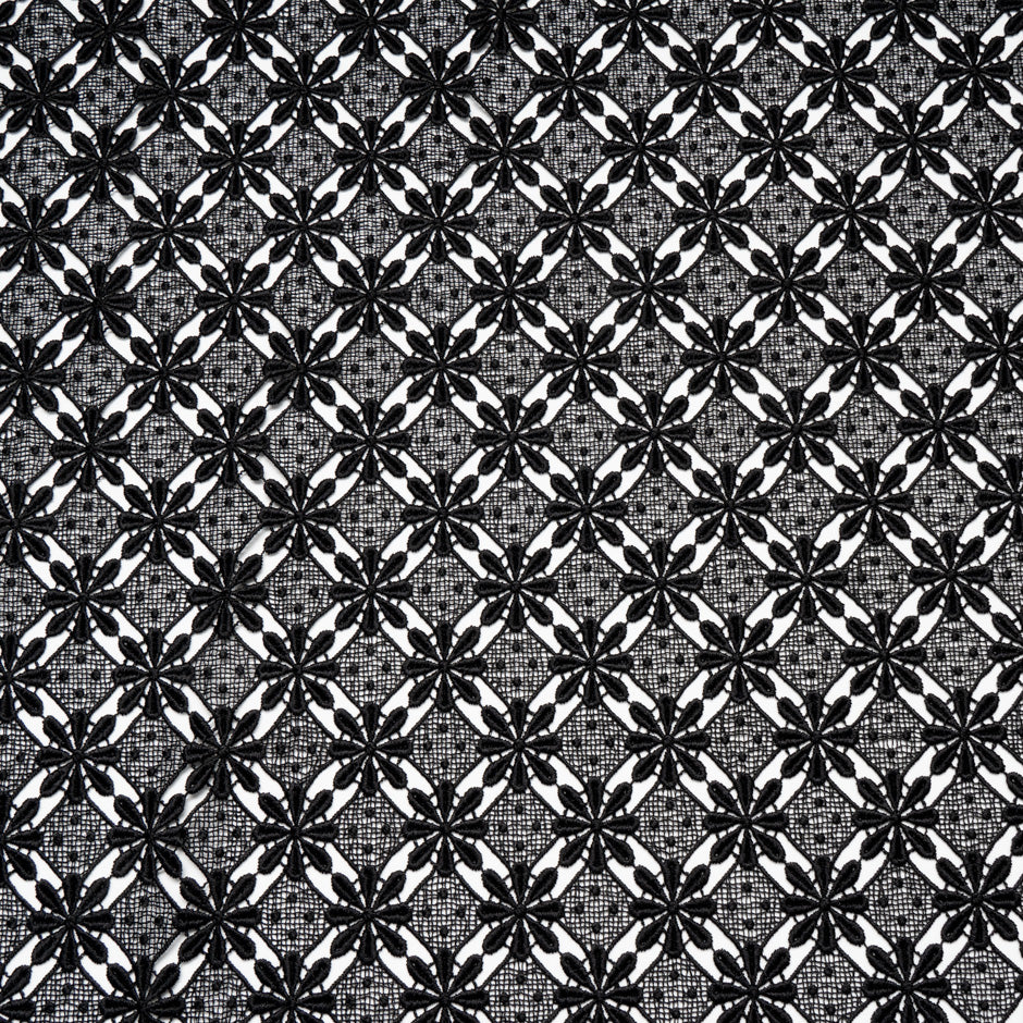 Black Geometric Floral Guipure Lace