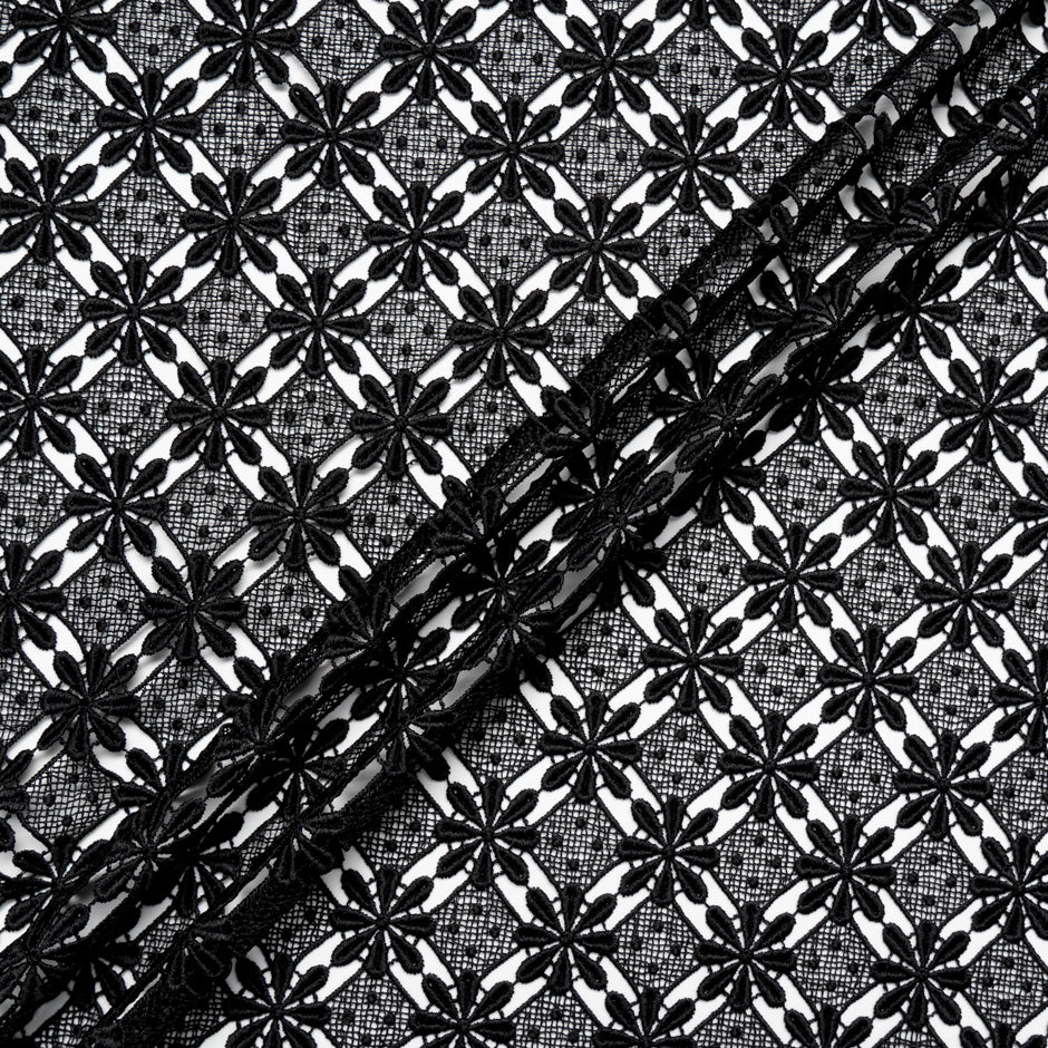 Black Geometric Floral Guipure Lace