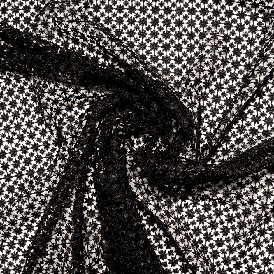 Black Petite Floral Geometric Guipure Lace