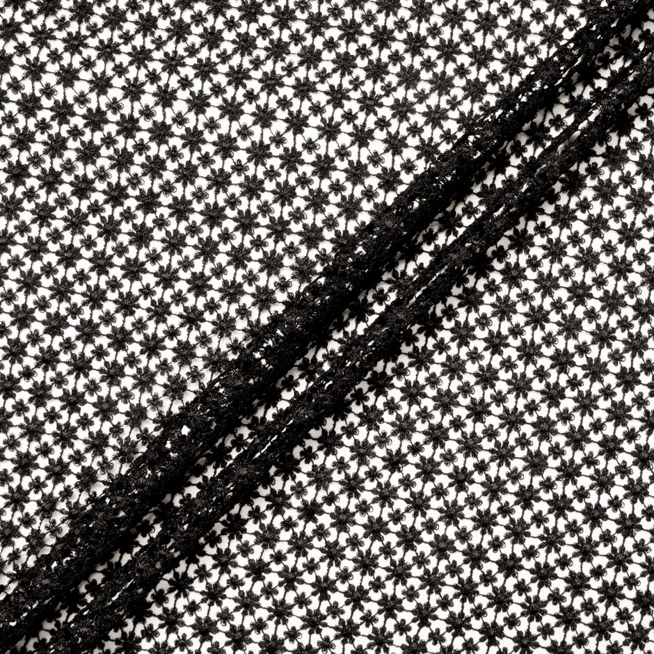 Black Petite Floral Geometric Guipure Lace