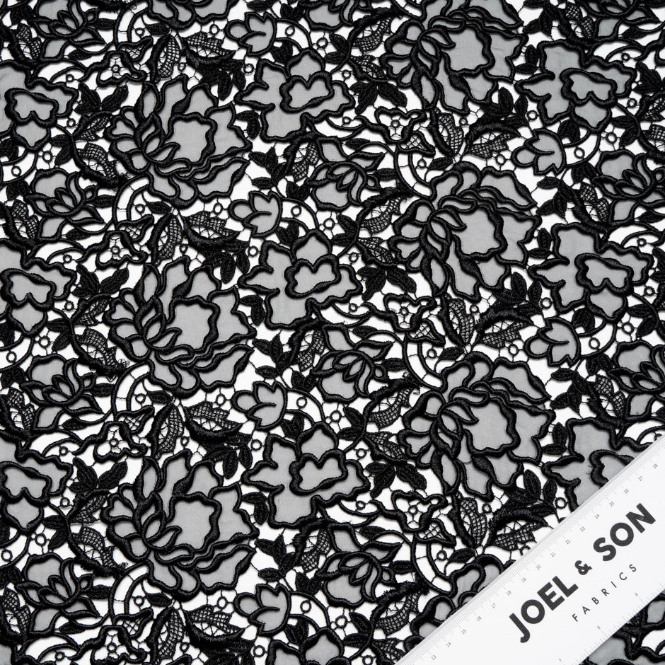 Black Floral Organza Guipure Lace