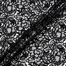 Black Floral Organza Guipure Lace