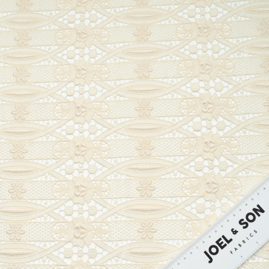 Cream Geometric Guipure Lace