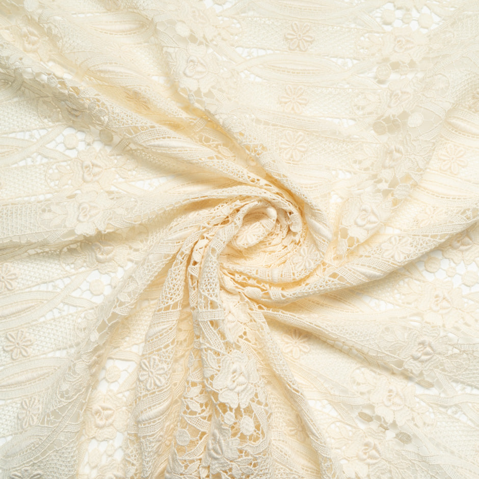 Cream Geometric Guipure Lace