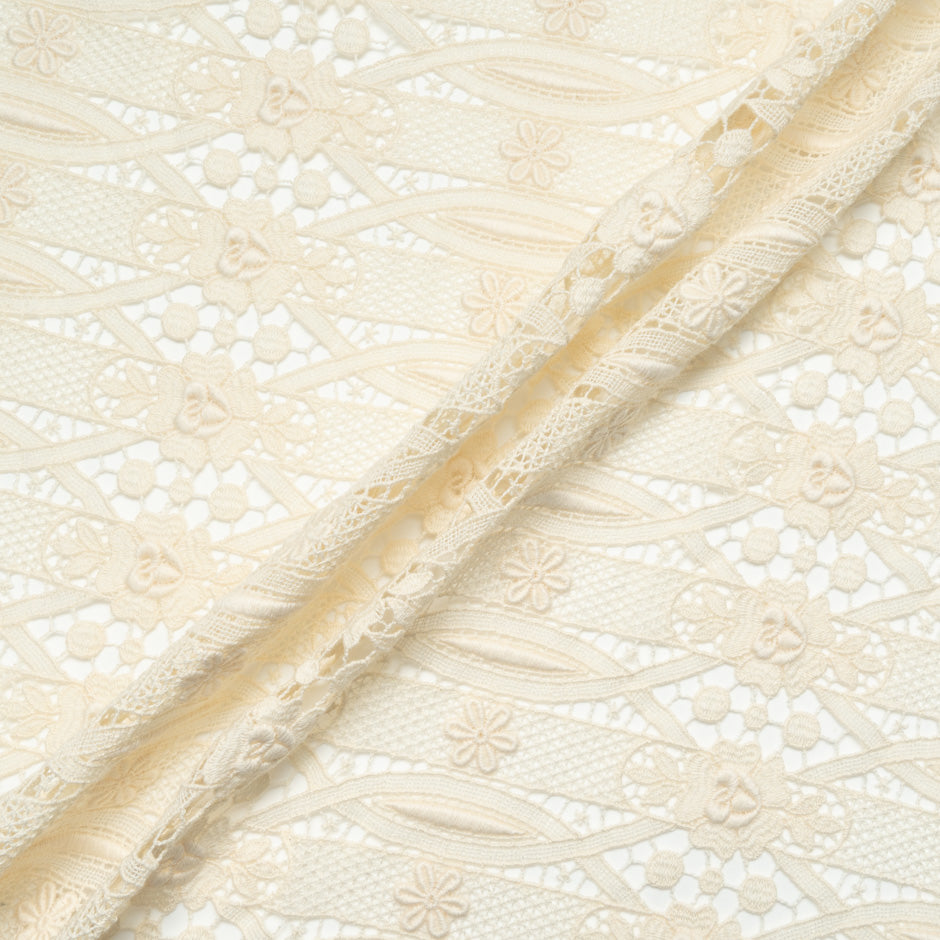 Cream Geometric Guipure Lace