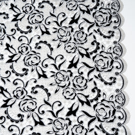 Grey & Black Velvet Leaf Guipure Lace