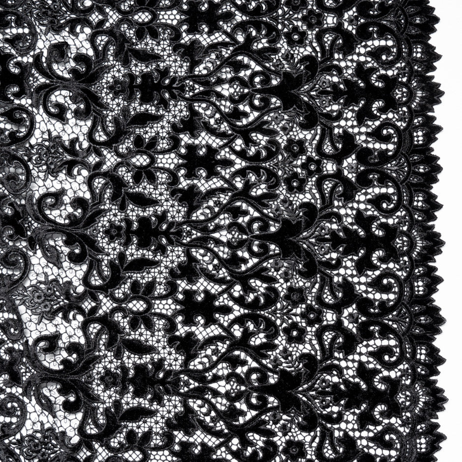 Black Velvet Leaf Guipure Lace