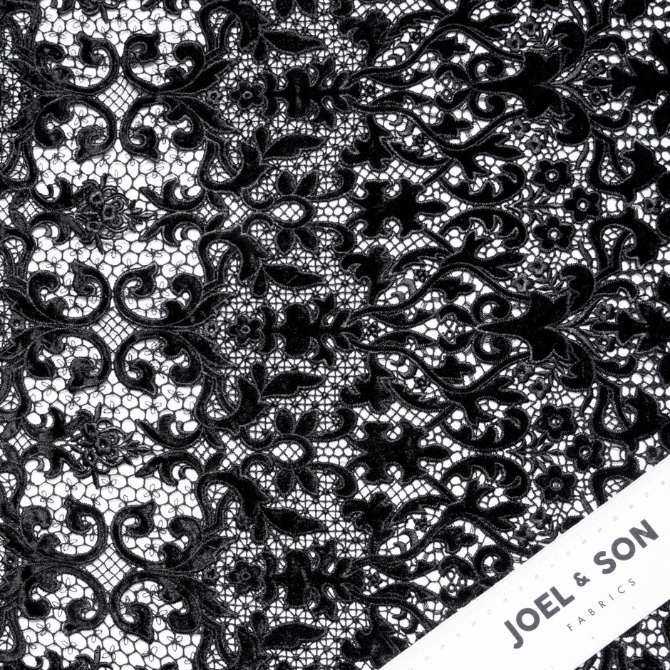 Black Velvet Leaf Guipure Lace
