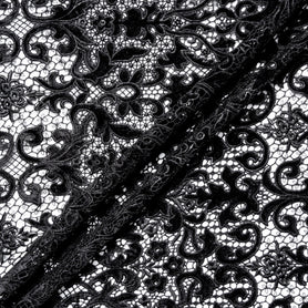 Black Velvet Leaf Guipure Lace