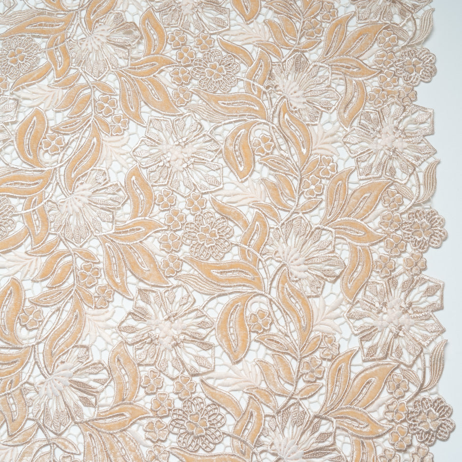 Vanilla Velvet Leaf Guipure Lace