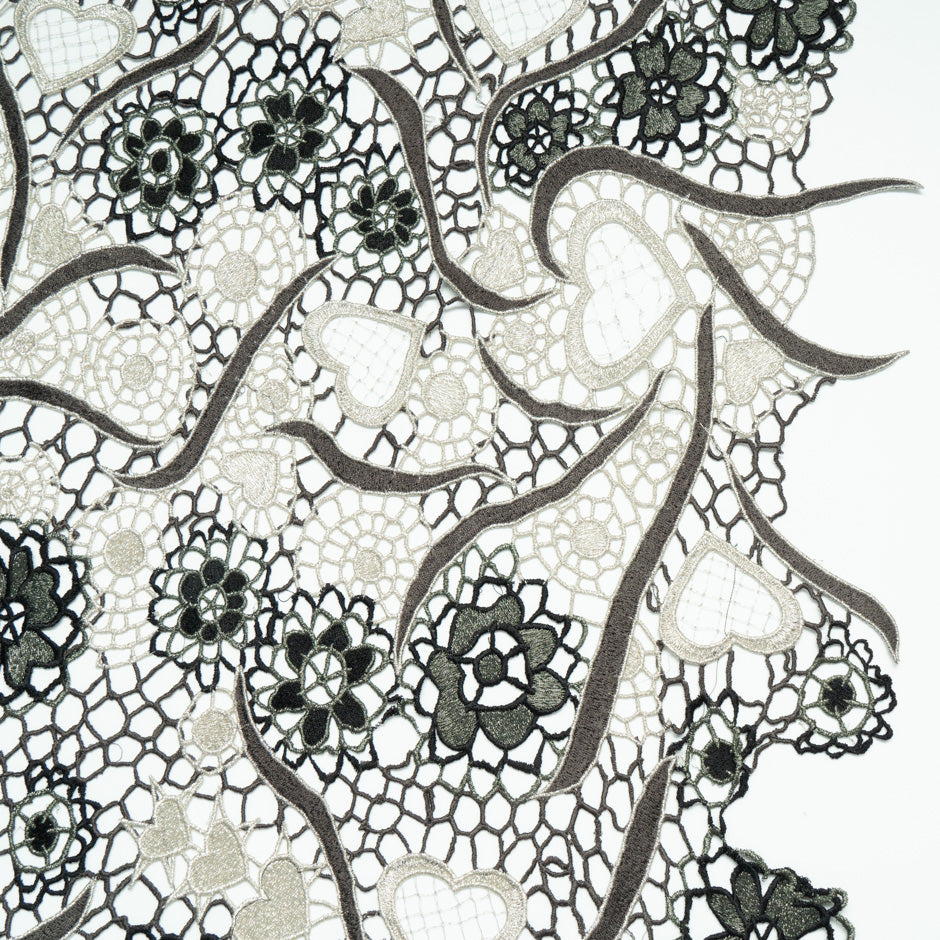 Khaki Green Metallic Guipure Lace