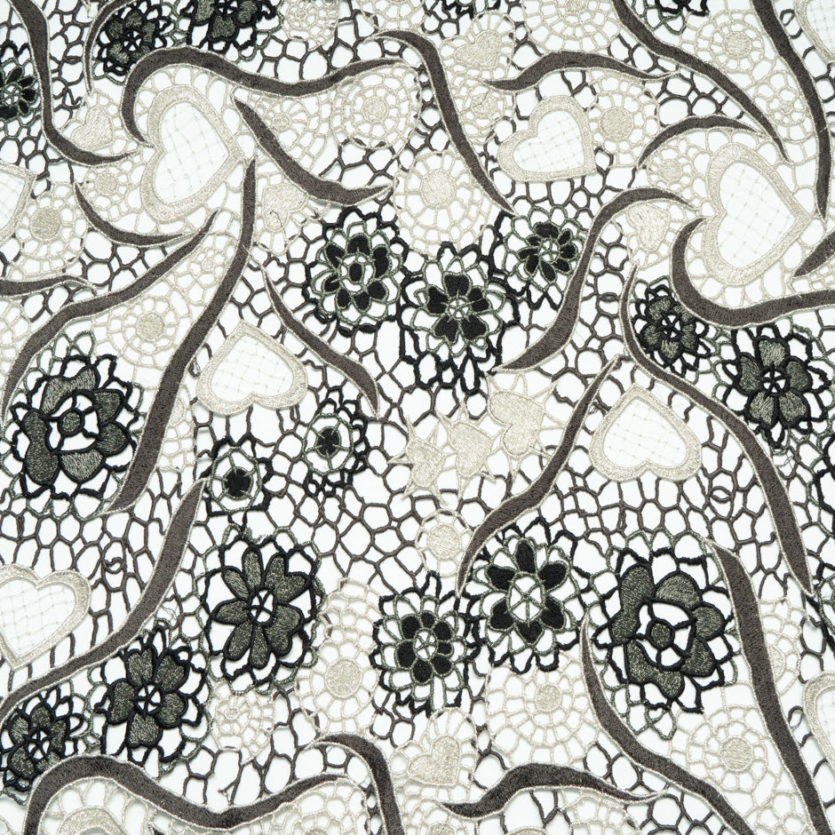 Khaki Green Metallic Guipure Lace