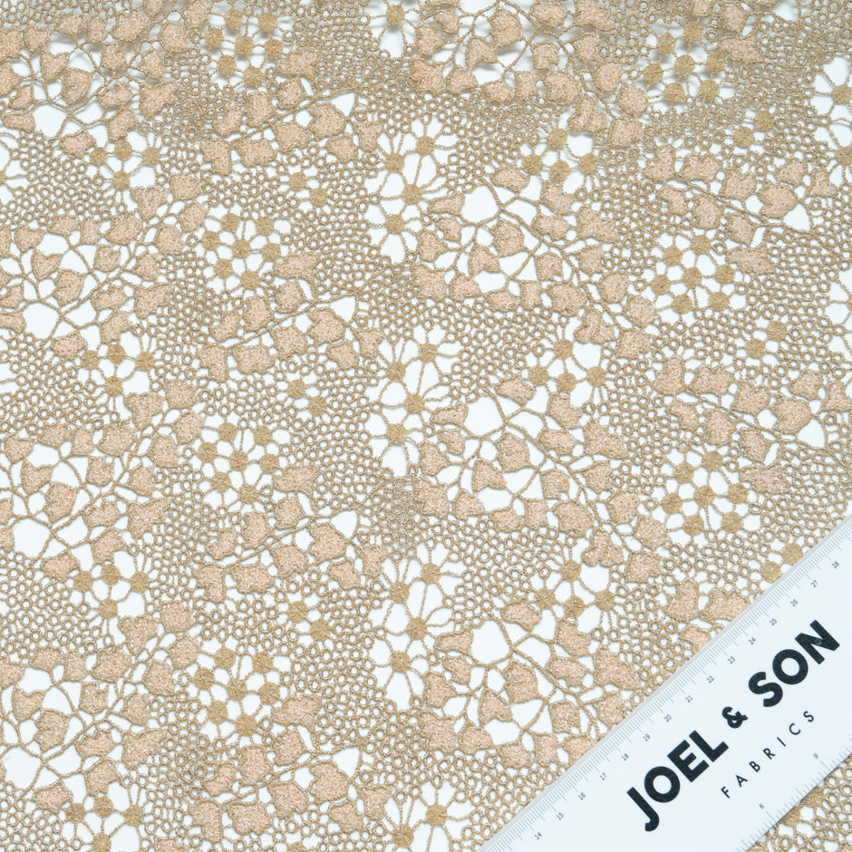Champagne Petite Abstract Leaf Guipure Lace