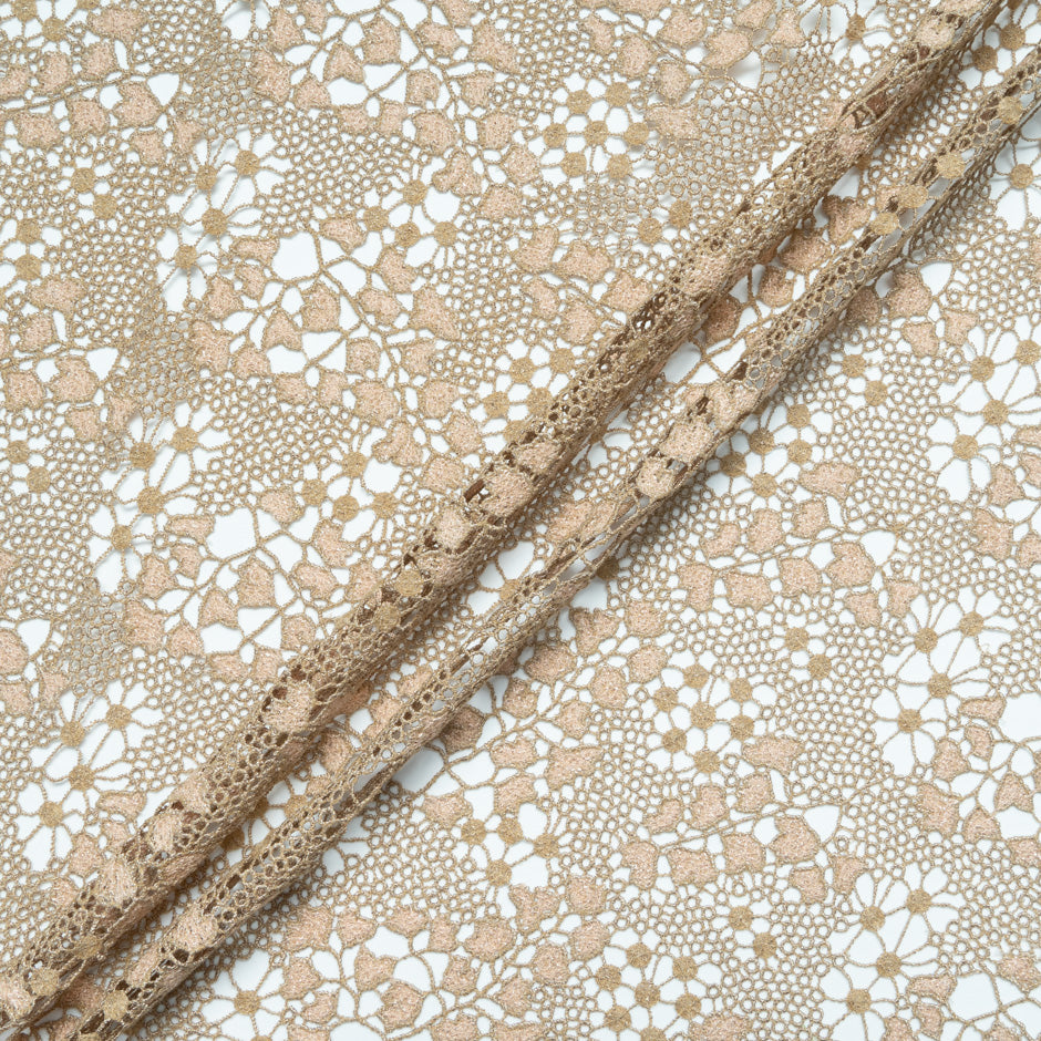 Champagne Petite Abstract Leaf Guipure Lace