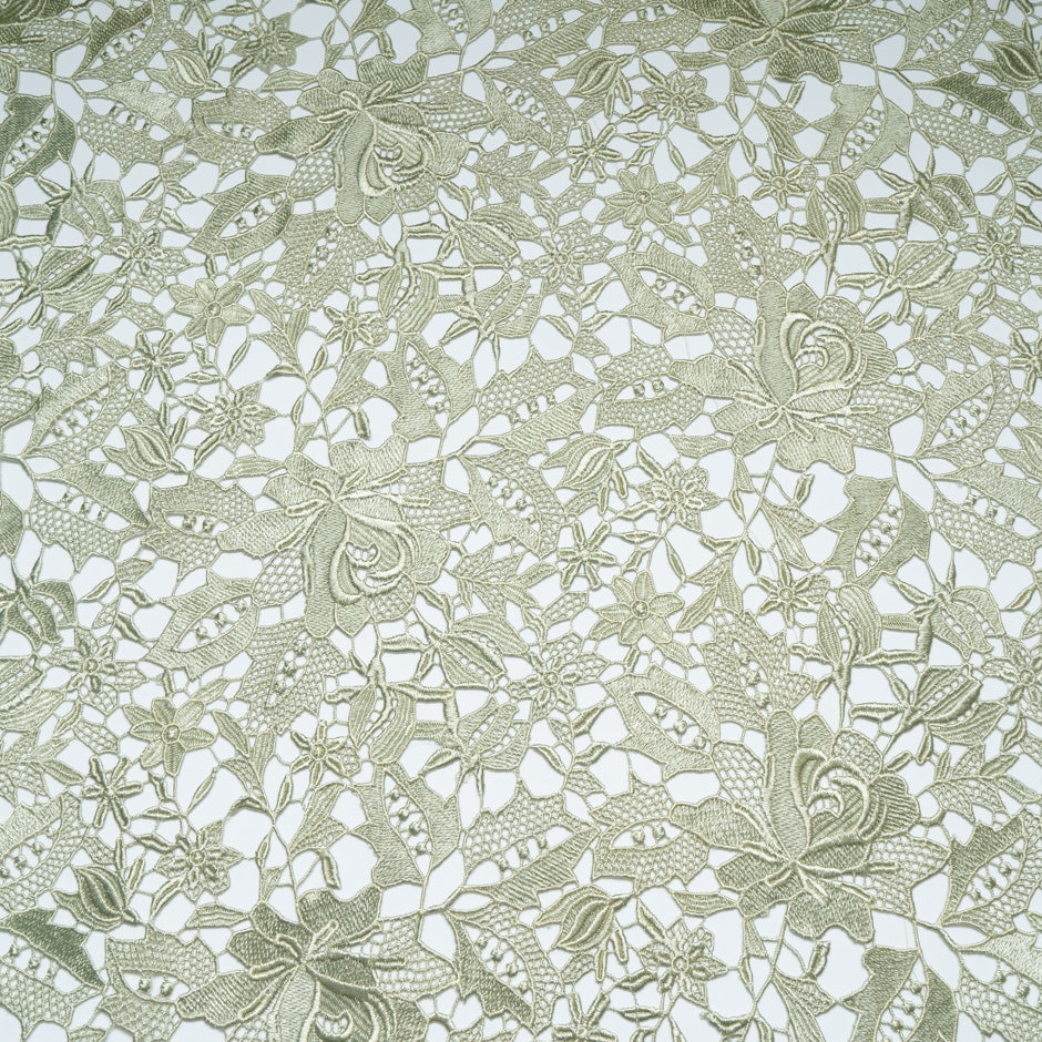 Soft Pea Green Floral Guipure Lace