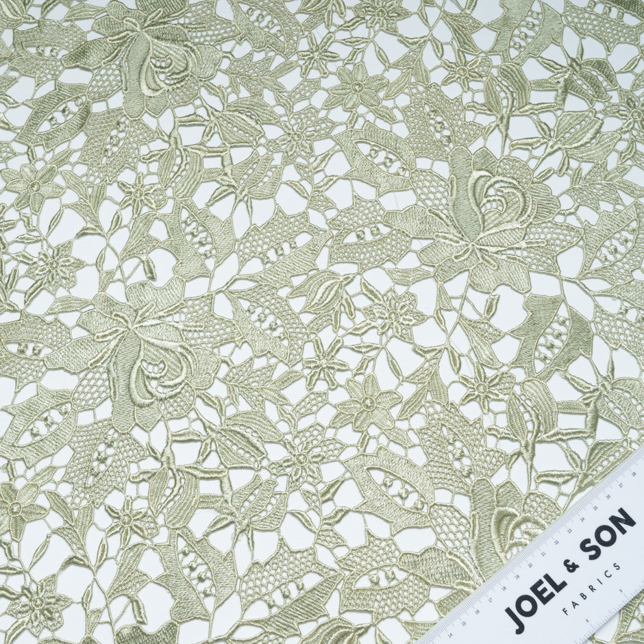 Soft Pea Green Floral Guipure Lace
