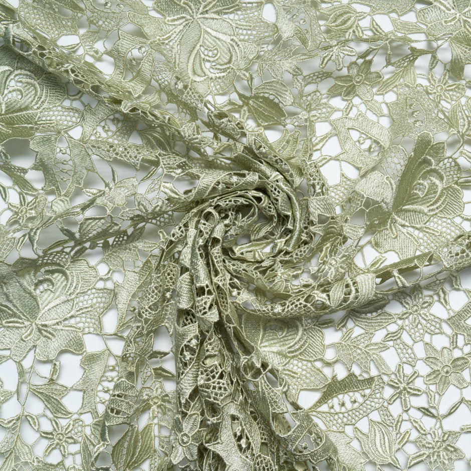 Soft Pea Green Floral Guipure Lace