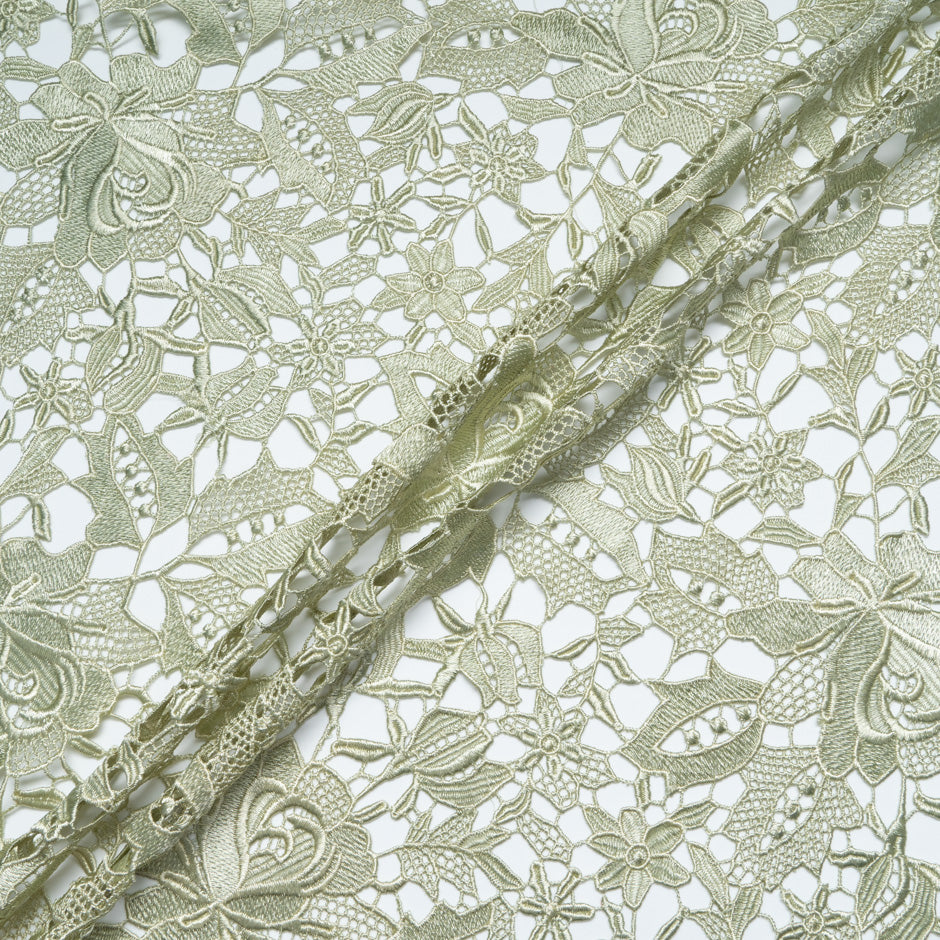 Soft Pea Green Floral Guipure Lace