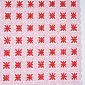 Red & Baby Pink Geometric Guipure Lace