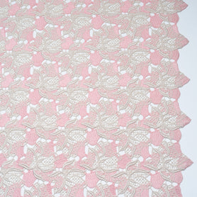 Ivory Metallic & Pink Floral Guipure Lace
